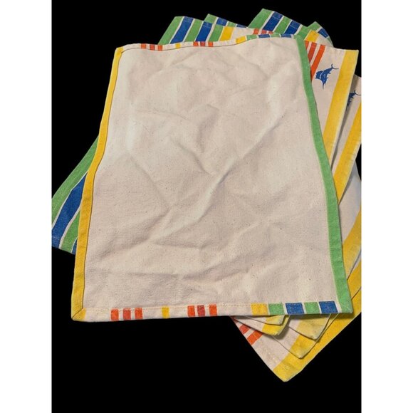 TOMMY BAHAMA RELAX STRIPE PLACEMAT SET OF 6 13X19 SCREEN PRINT SWORDFISH EXC CON - Picture 5 of 5